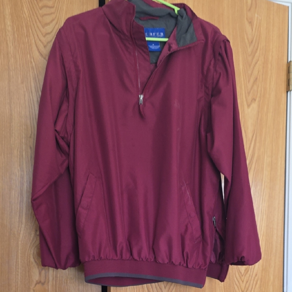 Burgundy Half-Zip Windbreaker Jacket